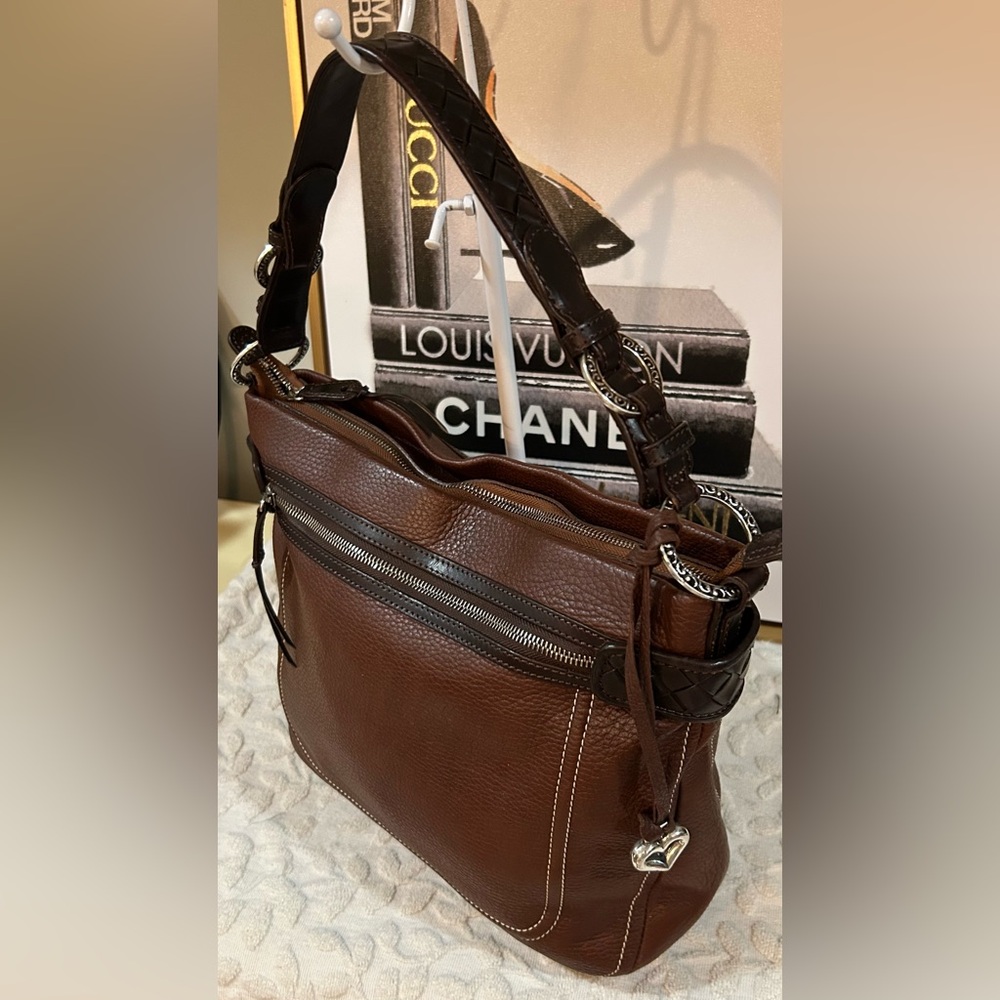 Brighton Brown Leather Hobo Shoulder Bag - Picture 4 of 12